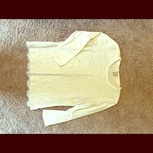 J. Crew cotton shirt, lace front, 3/4 sleeves